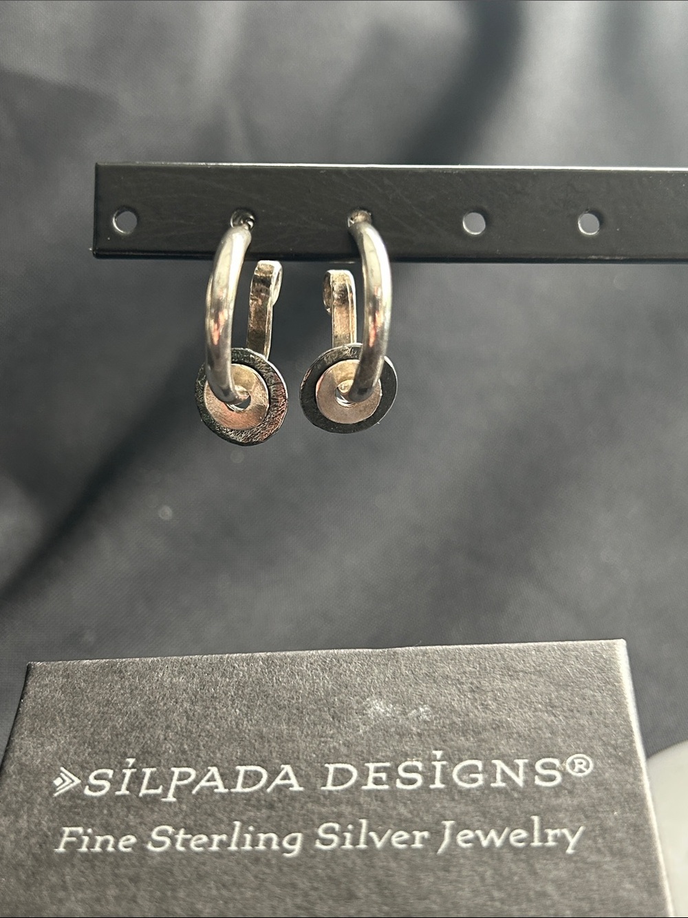 Silpada Sterling Silver Hoop Earrings with Circular Drops - Silver